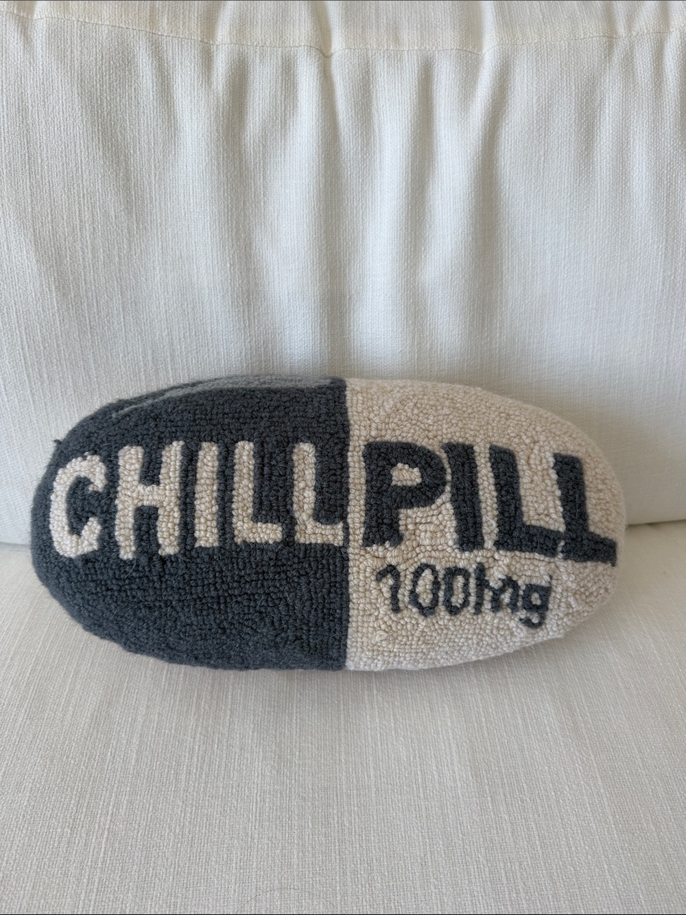 CHILL PILL Accent Pillow - Gray and Cream Two-Tone